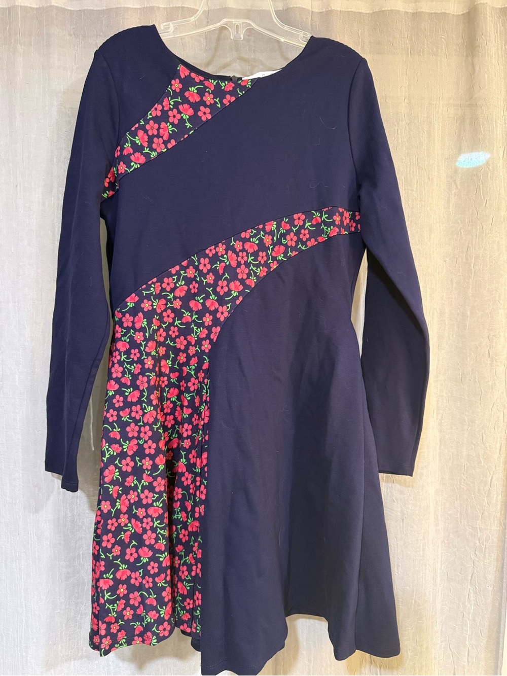 Chasing Fireflies Navy Dress with Pink Floral Panels